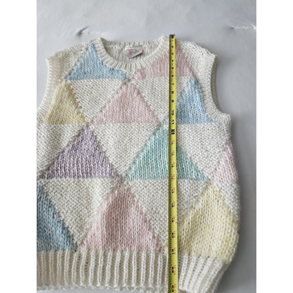 Vtg One Step Up Knit Pastel Triangle Geometric Colorblock Easter Spring Vest L - Picture 10 of 12